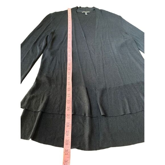 Eileen Fisher 2 Tier Ruffle Open-Front Stretch Jersey Cardigan - Picture 8 of 9